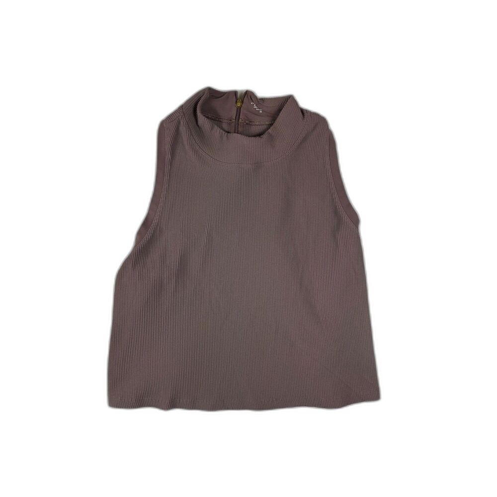 Athleta - Alicia Keys Brown Mock Neck Racerback Ribbed Zip Tank Top SIZE 2X